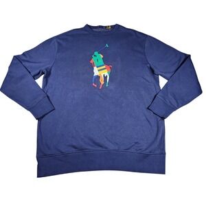 Ralph Lauren Big Pony Colorblock Sweatshirt Navy Men's XL Crewneck NWT (Tag Cut)